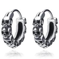 Heren oorringen van edelstaal zilverkleurig met skulls - thumbnail