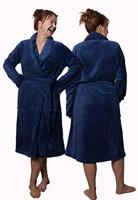 Marineblauwe badjas fleece - unisex-l/xl - thumbnail