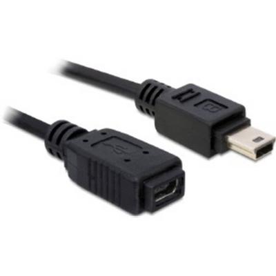 Delock 82667 USB-kabel USB-mini-B stekker, USB-mini-B bus 1.00 m Zwart