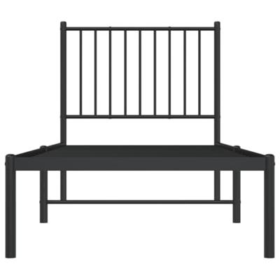 Bedframe met hoofdbord metaal zwart 80x200 cm