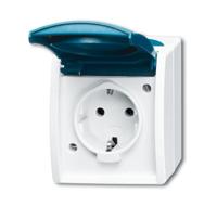 Busch-Jaeger 20 EW-53 Ocean (opbouw) Wandcontactdoos met randaarde spatwaterdicht Blauw, Groen - thumbnail