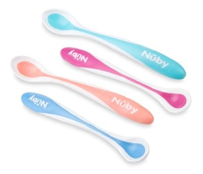 Set van 4 warmtegevoelige babylepels NUBY wit - thumbnail