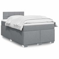 Boxspring met matras stof lichtgrijs 120x190 cm - thumbnail
