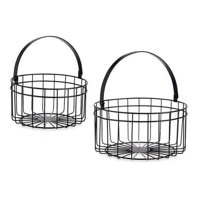 Mand Zwart Metaal 25 x 27 x 25 cm (2 pcs)