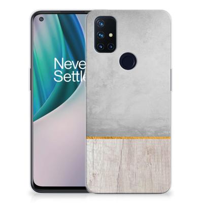 OnePlus Nord N10 5G Bumper Hoesje Wood Concrete OnePlus Nord N10 5G Bumper Hoesje Wood Concrete