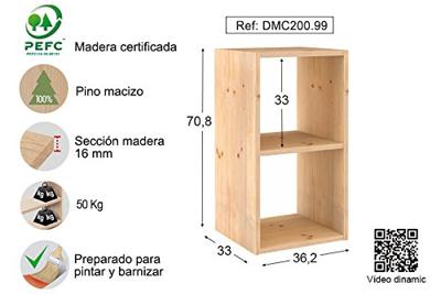 Planken Astigarraga DINAMIC-2 Pijnboom (36,2 x 33 x 70,8 cm)