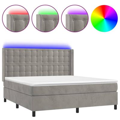 Boxspring met matras en LED fluweel lichtgrijs 160x200 cm