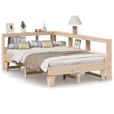 Bed met boekenkast zonder matras massief grenenhout 135x190 cm - thumbnail