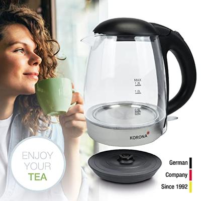 Korona Waterkoker Aantal/Volume: 1.2 l Zwart, RVS