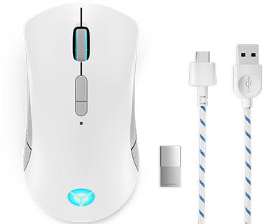 Lenovo Legion M600 Gaming-muis Draadloos, Kabelgebonden Optisch Groen, Wit 9 Toetsen 16000 dpi Verlicht