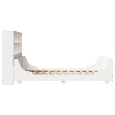 Bed met boekenkast zonder matras massief hout wit 140x200 cm - thumbnail