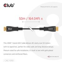 CLUB3D HDMITM Hybrid AOC Cable 8K60Hz/4K120Hz 50m - thumbnail