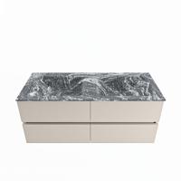 MONDIAZ VICA-DLUX 120cm badmeubel onderkast Linen 4 lades. Inbouw wastafel CLOUD dubbel zonder kraangat, kleur Lava. - thumbnail