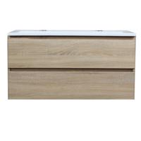 Badkamermeubel Boss & Wessing Pepper Acryl Wastafel Twee Kraangaten 100x55x46 cm Eiken Boss & Wessing - thumbnail