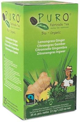 Puro Bio thee Gember Citroengras, fairtrade, pak van 25 zakjes