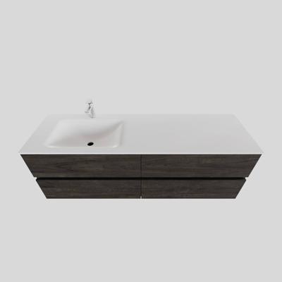 Badkamermeubel Solid Surface AQS Oslo 150x46 cm Links Wood Dark Brown 4 Laden Boss & Wessing Badkamermeubel Solid Surface AQS Oslo 150x46 cm Links Wood Dark Brown 4 Laden Boss & Wessing