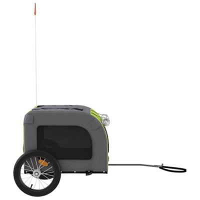 Hondenfietstrailer oxford stof en ijzer groen en grijs - thumbnail