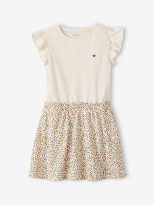 Meisjesjurk met 2-in-1 effect ecru Meisjesjurk met 2-in-1 effect ecru