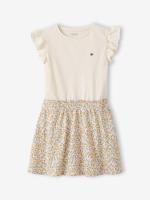 Meisjesjurk met 2-in-1 effect ecru - thumbnail