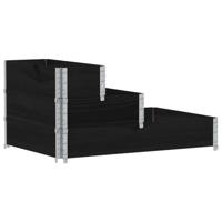 Verhoogde plantenbak 3-laags 120x80 cm massief grenenhout zwart - thumbnail