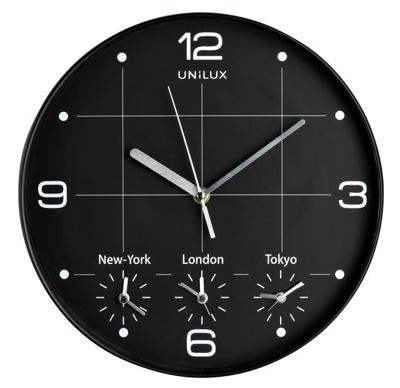 Wandklok unilux on time dia 30.5cm zwart/wit