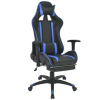 Bureau-/gamestoel verstelbaar met voetensteun blauw - thumbnail