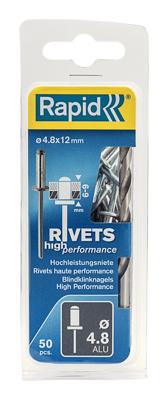 Rapid High performance blindklinknagels Ø4,8 x 12 mm, 50 stuks + boor - 5000388 - 5000388 Rapid High performance blindklinknagels Ø4,8 x 12 mm, 50 stuks + boor - 5000388 - 5000388