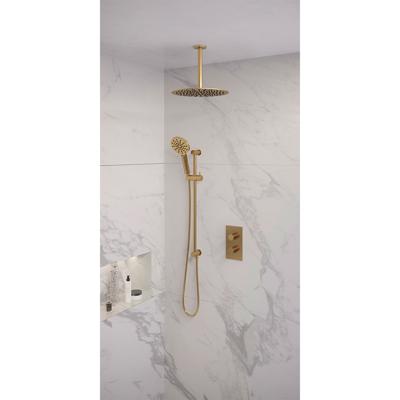 Regendoucheset Inbouw Brauer Gold Edition Thermostatisch 30 cm met 3-Weg Omstelling, Plafondarm, Glijstang en Handdouche 3-Standen Geborsteld Goud Regendoucheset Inbouw Brauer Gold Edition Thermostatisch 30 cm met 3-Weg Omstelling, Plafondarm, Glijstang en Handdouche 3-Standen Geborsteld Goud
