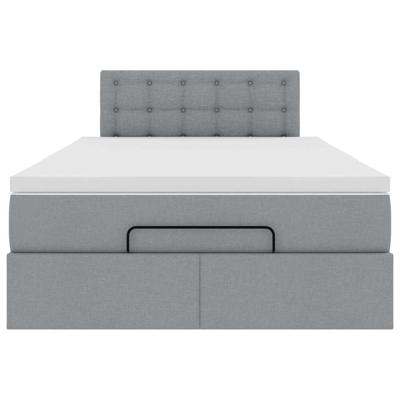 Ottoman bed met matras en LED's 120x200 cm stof lichtgrijs