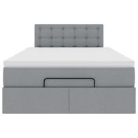 Ottoman bed met matras en LED's 120x200 cm stof lichtgrijs - thumbnail