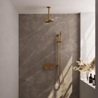 Brauer Gold Carving Thermostatische Regendoucheset Inbouw - Hoofddouche 20 cm - Met Drukknoppen - Handdouche Staaf - Doucheslang - Geintegreerde Glijstang - Geborsteld Goud - thumbnail
