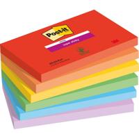 Post-it Super Sticky notes Playful, 90 vel, ft 76 x 127 mm, geassorteerde kleuren, pak van 6 blokken - thumbnail