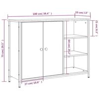 Dressoir 100x33x75 cm bewerkt hout zwart - thumbnail
