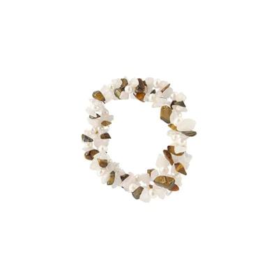 Edelsteen Splitarmband Tijgeroog/ Parel Edelsteen Splitarmband Tijgeroog/ Parel