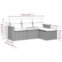 4-delige Loungeset met kussens poly rattan gemengd beige - thumbnail
