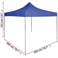 Partytent professioneel inklapbaar 2x2 m staal blauw - thumbnail