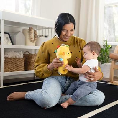 BABY EINSTEIN Babynachtlampje, gele zeepaardjesknuffel, reageert op babyhuil, muzikaal, lichtgevend, witte ruis, speenkoord BABY EINSTEIN Babynachtlampje, gele zeepaardjesknuffel, reageert op babyhuil, muzikaal, lichtgevend, witte ruis, speenkoord
