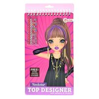 Toi-Toys Schetsboek rockster met stickers, diamanten en sjablonen - thumbnail