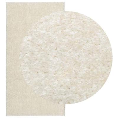 VidaXL Vloerkleed istan hoogpolig glanzend 80x150 cm crèmekleurig