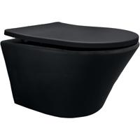 Wiesbaden Vesta Junior Wandcloset Rimless Verkort Shade Slim Toiletzitting - Softclose en Quick Release - Mat Zwart - thumbnail