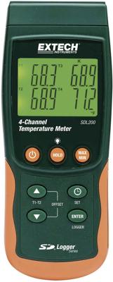 Extech SDL200 Temperatuurmeter -199 - +1700 °C Sensortype K, J, T, E, R, S, Pt100 Datalogger-functie