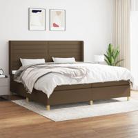 Boxspring met matras stof donkerbruin 200x200 cm - thumbnail