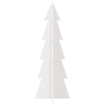 Kerstdecoratie kerstboom 112 cm massief grenenhout wit - thumbnail