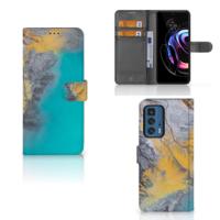 Motorola Edge 20 Pro | Bookcase | Marble Blue Gold - thumbnail
