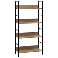 Boekenkast 4 schappen 60x27,6x124,5 cm bewerkt hout eikenkleur - thumbnail