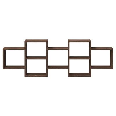 Wandschap 129x18x42 cm bewerkt hout bruin eikenkleurig