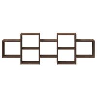 Wandschap 129x18x42 cm bewerkt hout bruin eikenkleurig - thumbnail