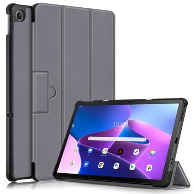 Lunso - Lenovo Tab M10 Plus Gen 3 (3e generatie) - Tri-Fold Bookcase hoes - Grijs Lunso - Lenovo Tab M10 Plus Gen 3 (3e generatie) - Tri-Fold Bookcase hoes - Grijs