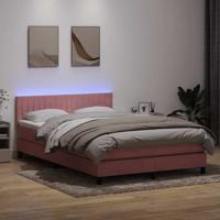 Boxspring met matras en LED fluweel roze 140x220 cm - thumbnail