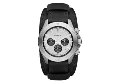 Horlogeband Fossil CH2856 / RETRO Traveler Onderliggend Leder Zwart 22mm